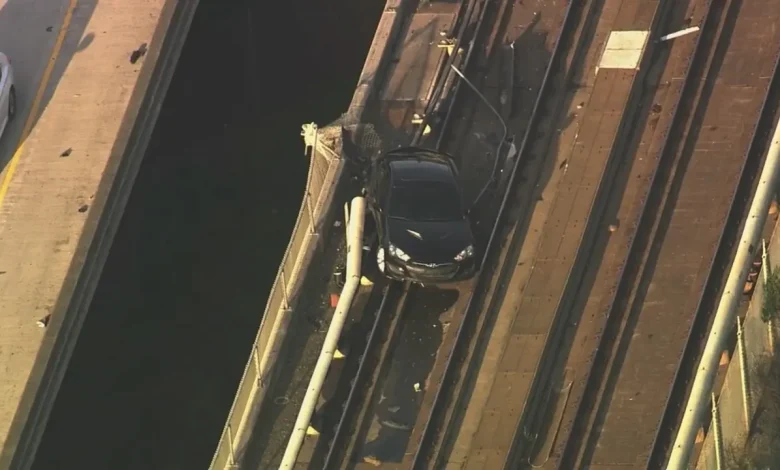 Live: Car lands on BART tracks from I-580 in Castro Valley, westbound lanes shutdown
