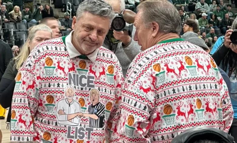 MSU's Tom Izzo puts himself on naughty list with Oakland game Christmas sweaters