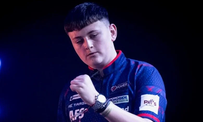 Mitchell Lawrie, 15, surpasses Luke Littler's record with debut win at Lakeside in WDF World Championship