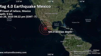 Moderate mag. 4.0 earthquake - North Pacific Ocean, 326 km southwest of Puerto Vallarta, Mexico, on Saturday, Nov 29, 2025, at 04:22 pm (GMT -7)