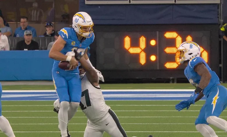 Nakobe Dean's strip sack on Herbert marks fifth turnover in 11 plays