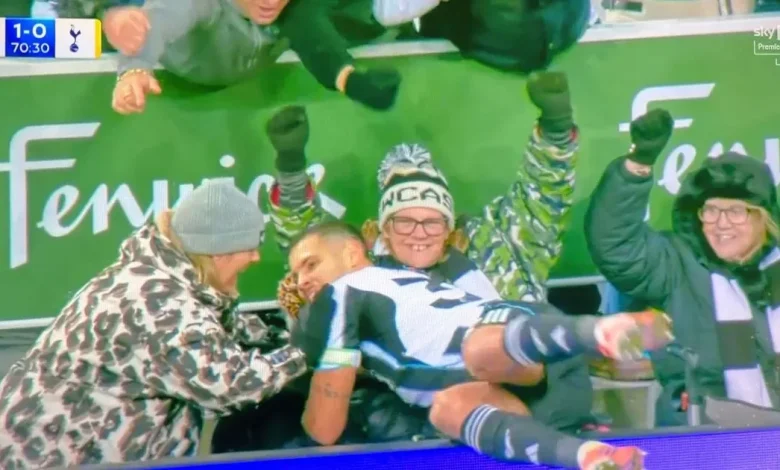 Newcastle star leaps into crowd and hugs disabled fan vertically to celebrate goal