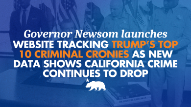 Newsom launches website tracking Trump’s top 10 criminal cronies as new data shows California crime continues to drop