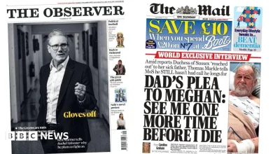 Newspaper headlines: Starmer to 'fight on' and 'Dad's plea to Meghan'
