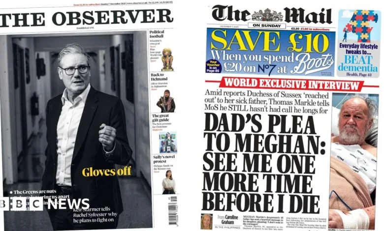 Newspaper headlines: Starmer to 'fight on' and 'Dad's plea to Meghan'