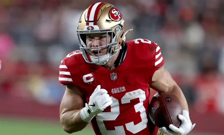 Niners RB Christian McCaffrey (back) expected to play Sunday vs. Titans