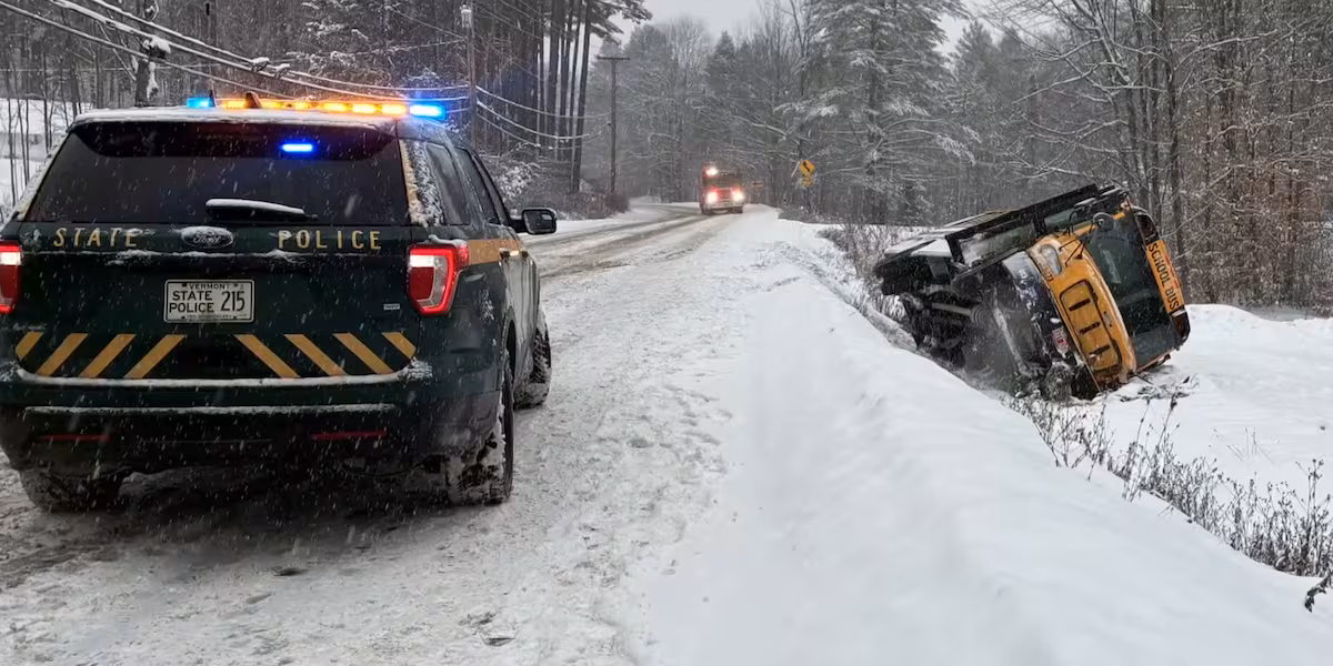 No children aboard when school bus crashes in Middlesex