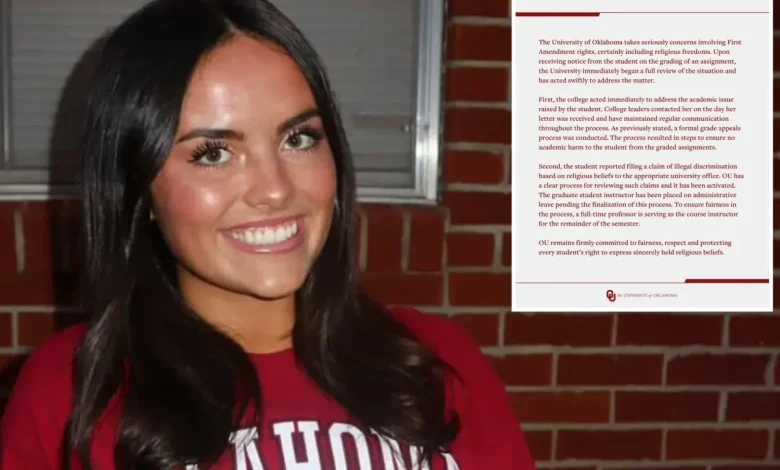 Oklahoma U student files discrimination report after flunking gender essay for psych class with trans instructor