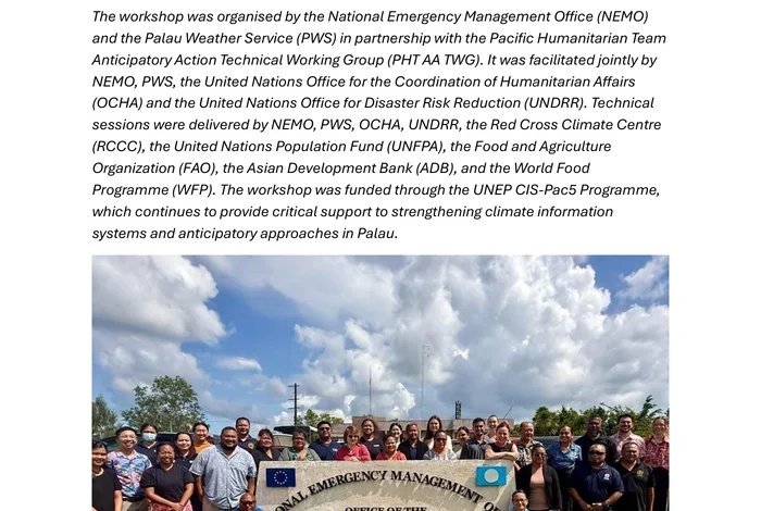 Palau National Anticipatory Action Framework Development Workshop
