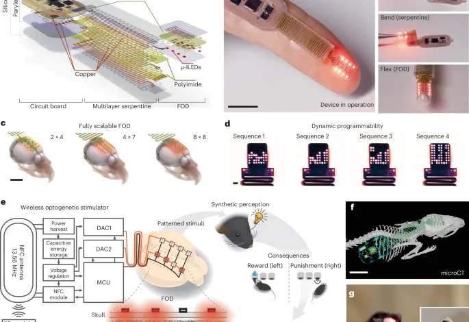 Patterned wireless transcranial optogenetics generates artificial perception