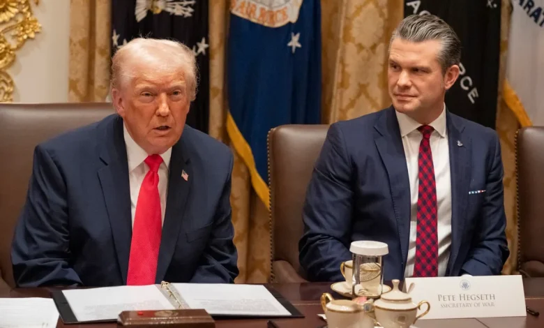 Pete Hegseth's title was misspelled as 'Ssecretary of War' on nameplate