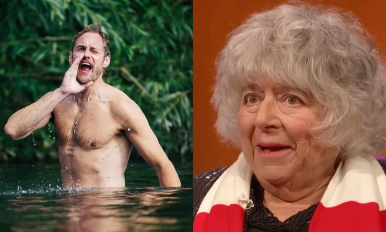 Pillion's Alexander Skarsgård says he is 'not really' gay when asked about sexuality by Miriam Margolyes