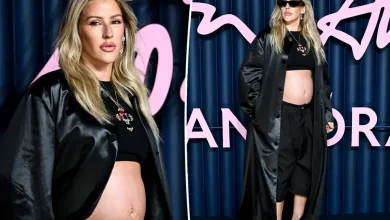 Pregnant Ellie Goulding debuts baby bump in a crop top on The Fashion Awards 2025 red carpet