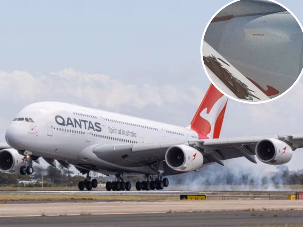 Qantas superjumbo grounded for repairs after mid-flight wing drama