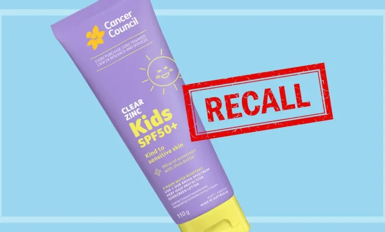 Recall: Cancer Council Clear Zinc Kids SPF50+ sunscreen