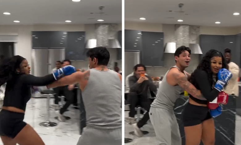 Ryan Garcia Accidentally Hits Chrisean Rock In Face During Sparring Session