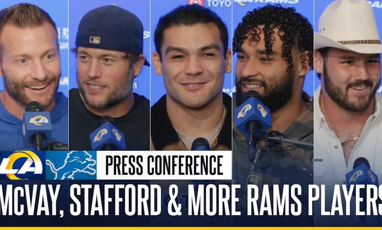 Sean McVay, Matthew Stafford, Puka Nacua, Kyren Williams, Colby Parkinson & Kobie Turner recap the Rams' 41-34 win over the Lions