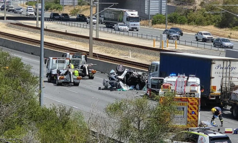 Serious crash shuts part of train line and Perth freeway