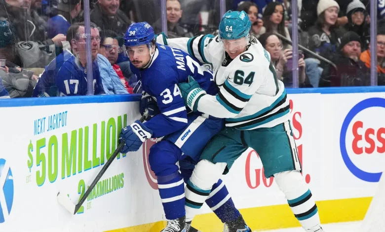 Sharks Set To Push Back Against Matthews, Maple Leafs' 10-Game Hot Streak