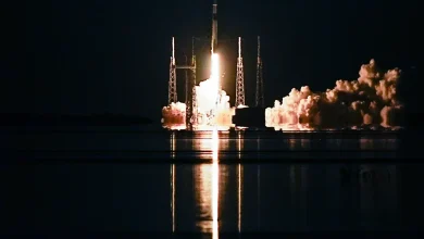 SpaceX rocket launch in Florida. About liftoff from Kennedy Space Center