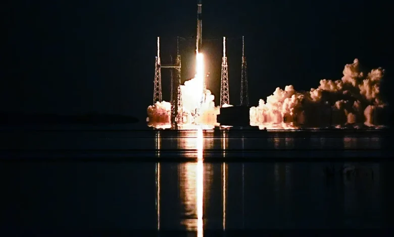 SpaceX rocket launch in Florida. About liftoff from Kennedy Space Center