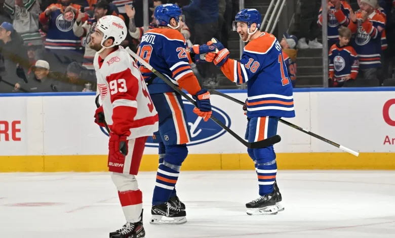 'Still Have To Work On Our Game': Red Wings Lament Missed Chances in 4-1 Loss To Oilers