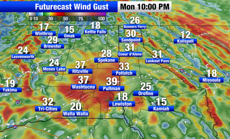 Strong winds and abundant rain accompany abnormally warm Inland Northwest Temperatures