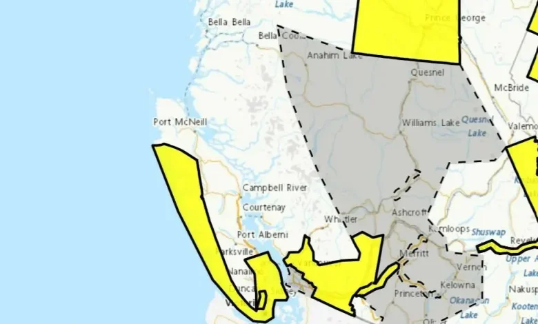 Strong winds, snowy highway conditions expected for much of Interior B.C.