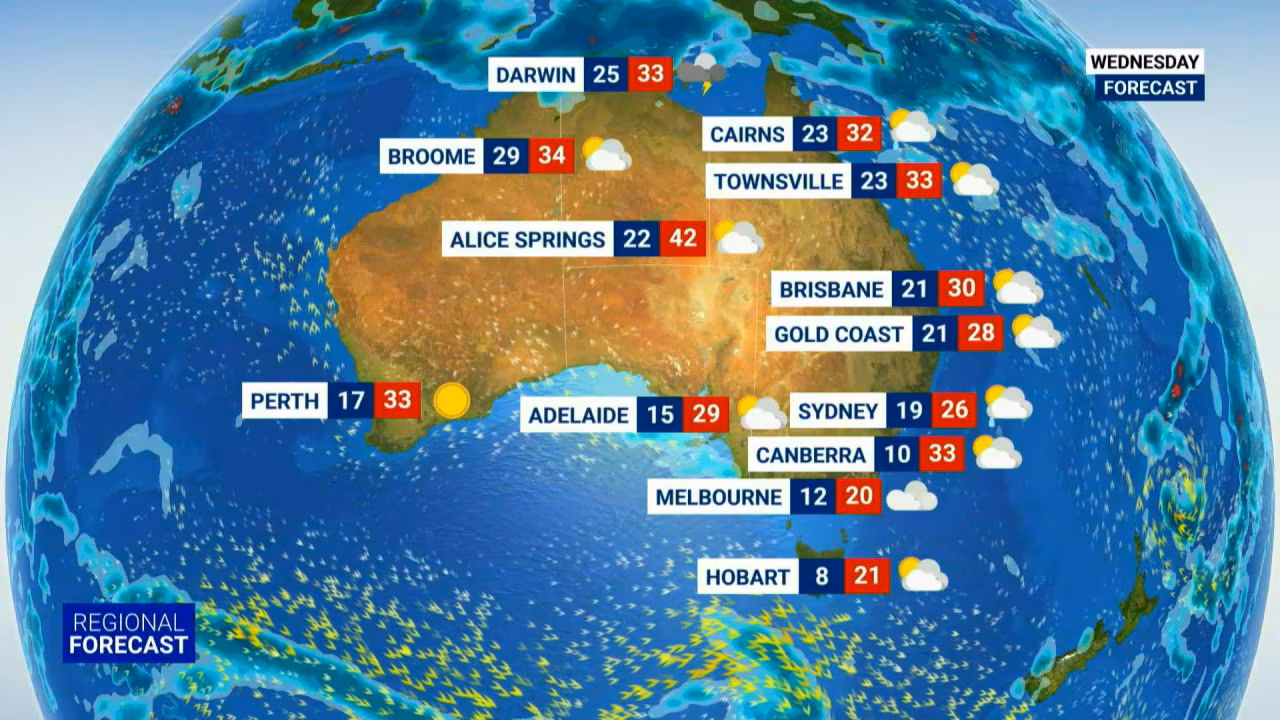 Temperatures to plummet by up to 10C as cool change sweeps through the east