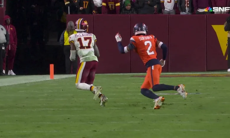 Terry McLaurin hits the sideline following a 16-yard pass from Mariota