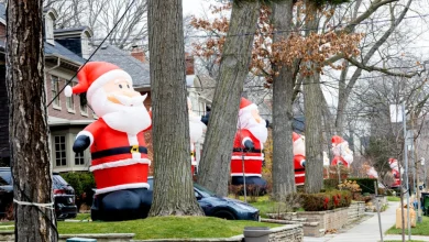 This festive street in Toronto is lined with giant 14-foot Santas for an annual holiday tradition
