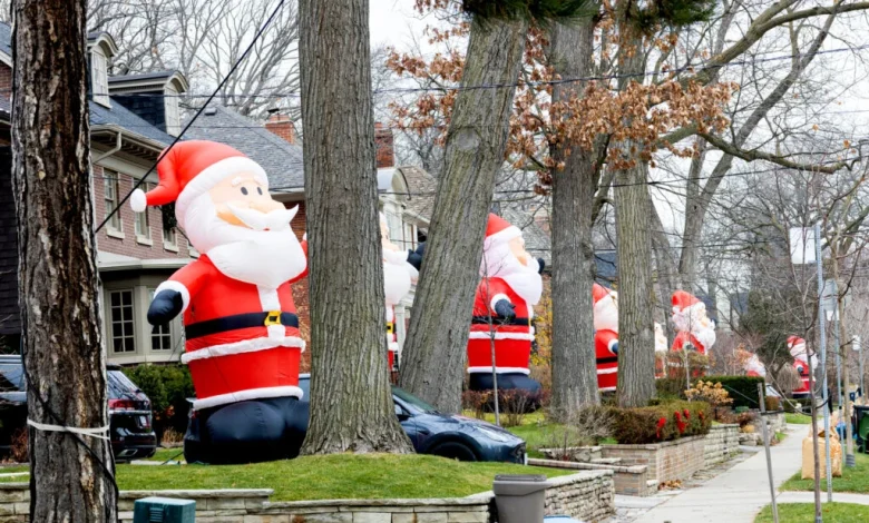 This festive street in Toronto is lined with giant 14-foot Santas for an annual holiday tradition