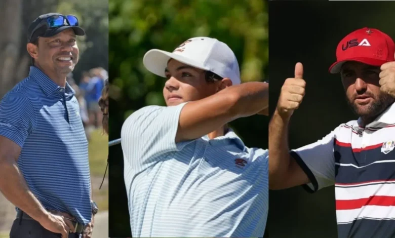 Tiger Woods' son Charlie Woods meets Scottie Scheffler at Hero World Challenge 2025
