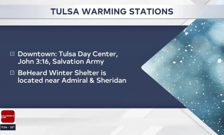 Tulsa warming shelters open their doors. Winter weather prep underway.