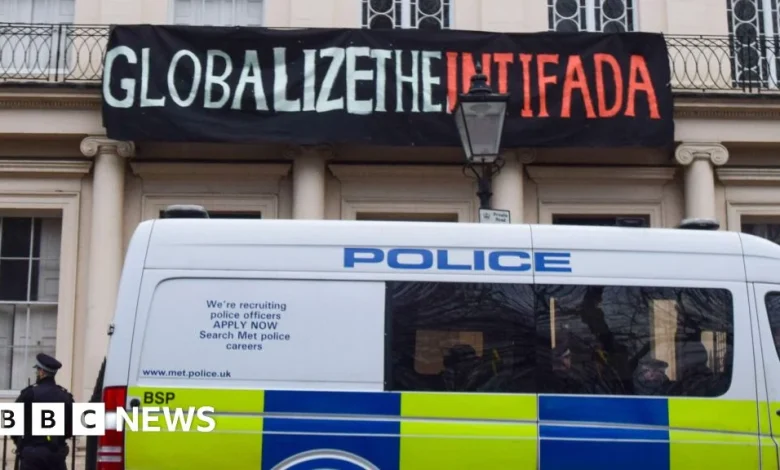 Two arrested after police say they will act against intifada chants