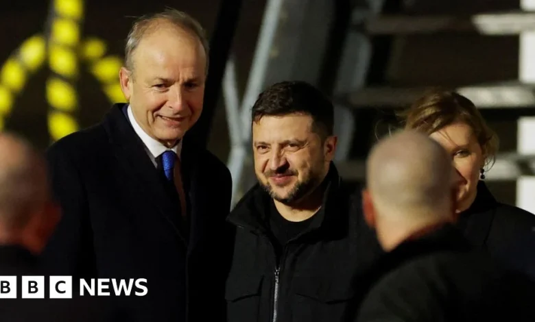 Ukrainian President Volodymyr Zelensky arrives in Dublin