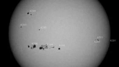 Un groupe de taches solaires visible à l’œil nu ! (avec lunettes de protection)