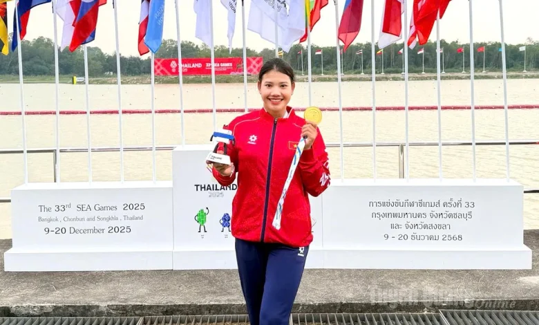VĐV Ma Thị Thuỳ đoạt Huy chương Vàng nội dung đôi nữ Canoeing tại SEA Games 33