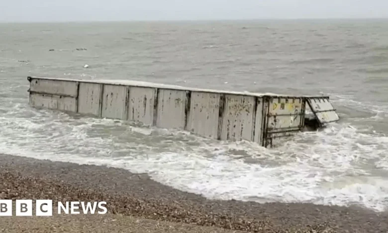Video shows containers from cargo ship was up on Sussex beach