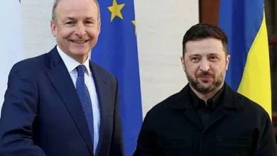 Volodymyr Zelensky addressing the Dáil following meeting with Taoiseach
