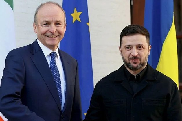 Volodymyr Zelensky addressing the Dáil following meeting with Taoiseach
