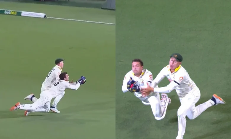 [Watch] Ashes 2025-26: Alex Carey collides with Labuschagne but hangs on to a brilliant catch