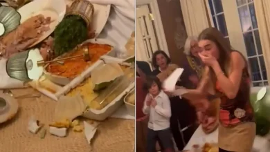 Watch: Table with massive Thanksgiving spread suddenly collapses