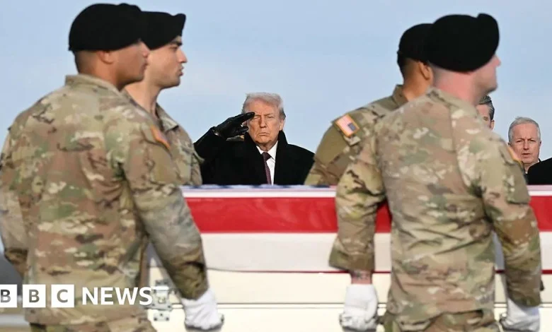 Watch: Trump attends dignified transfer for Americans killed in Syria