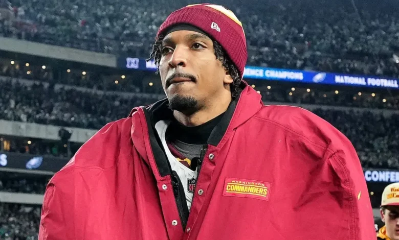 Why is Marcus Mariota and not Jayden Daniels playing tonight for Commanders vs Broncos on SNF in Week 13?