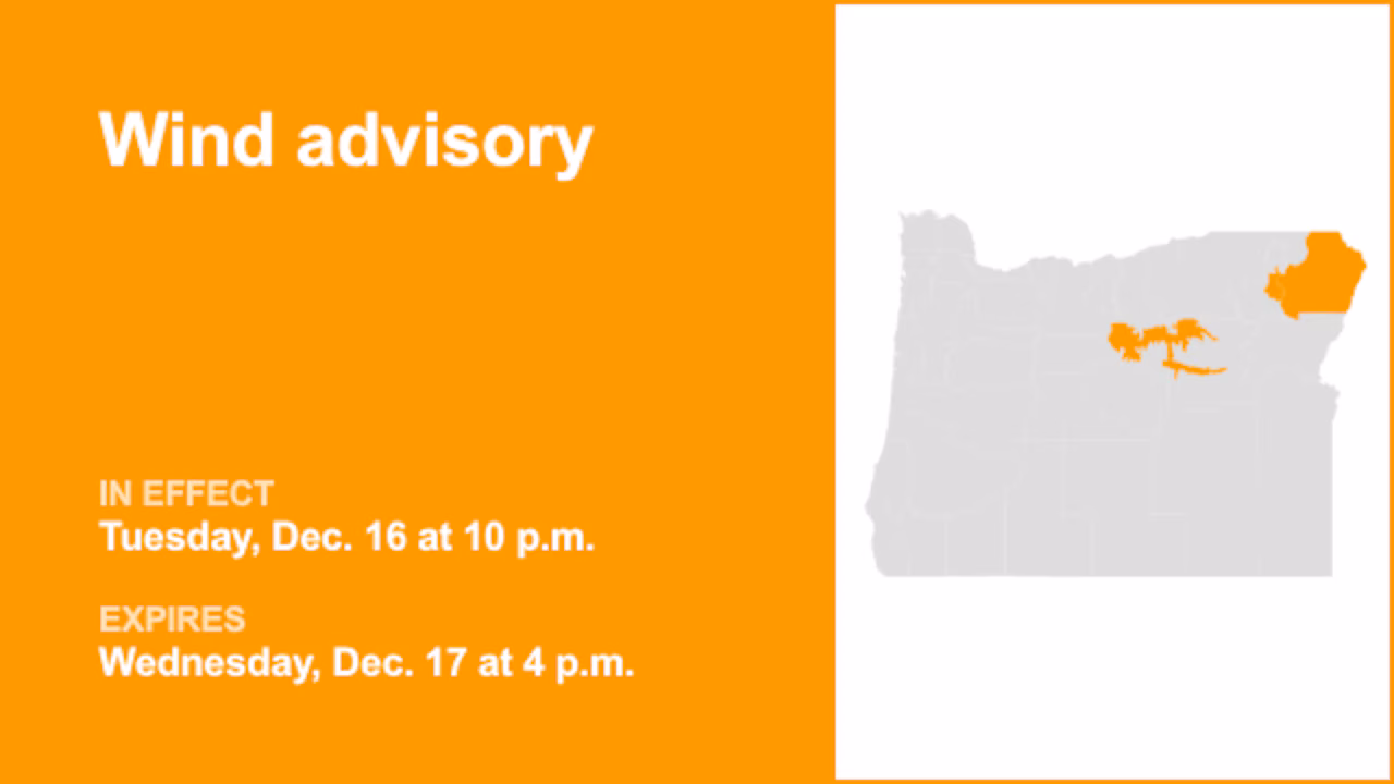 Wind advisory for Oregon until early Wednesday evening – gusts to hit 50 mph