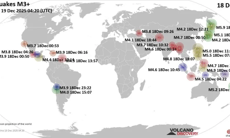 World Earthquake Report for Thursday, 18 December 2025