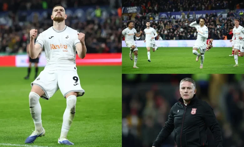 Wrexham lose late! Adam Idah scores injury-time winner for Swansea as Phil Parkinson's side continue five-game winless run with dismal performance in Welsh derby