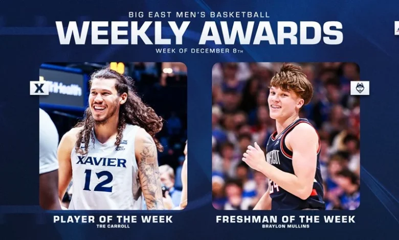 Xavier's Carroll, UConn's Mullins Earns Weekly BIG EAST Honors
