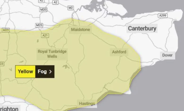 Yellow weather warning for freezing fog